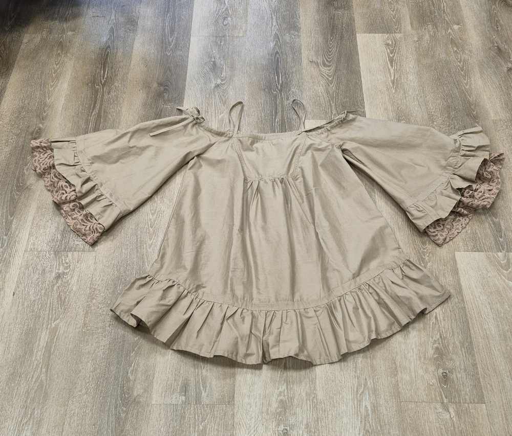 Piratenbluse Rüschenärmel Steampunk beige