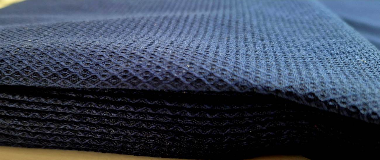 Stoff Rauten blau Waffelpiqué