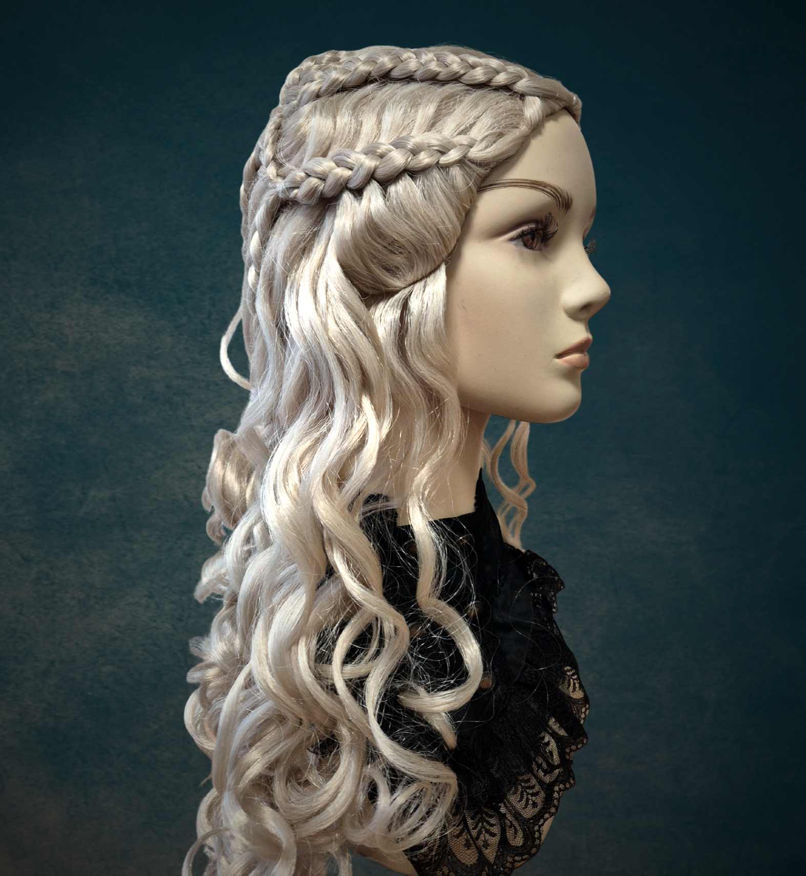 Perücke krasse Zöpfe grau-blond