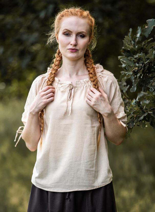 Bluse Folklore Schlamm Kurzarm