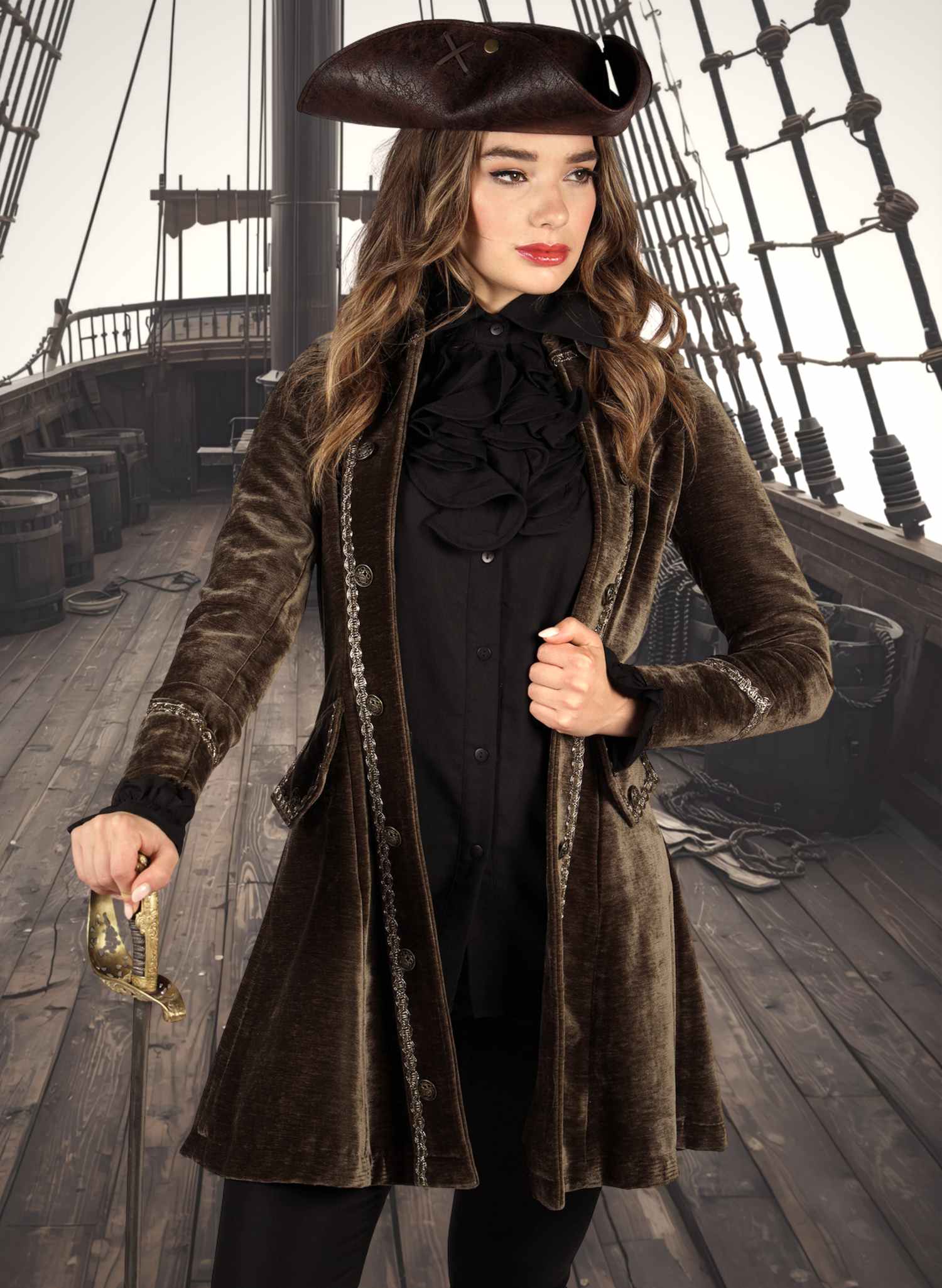 Piratenmantel Samt Damen