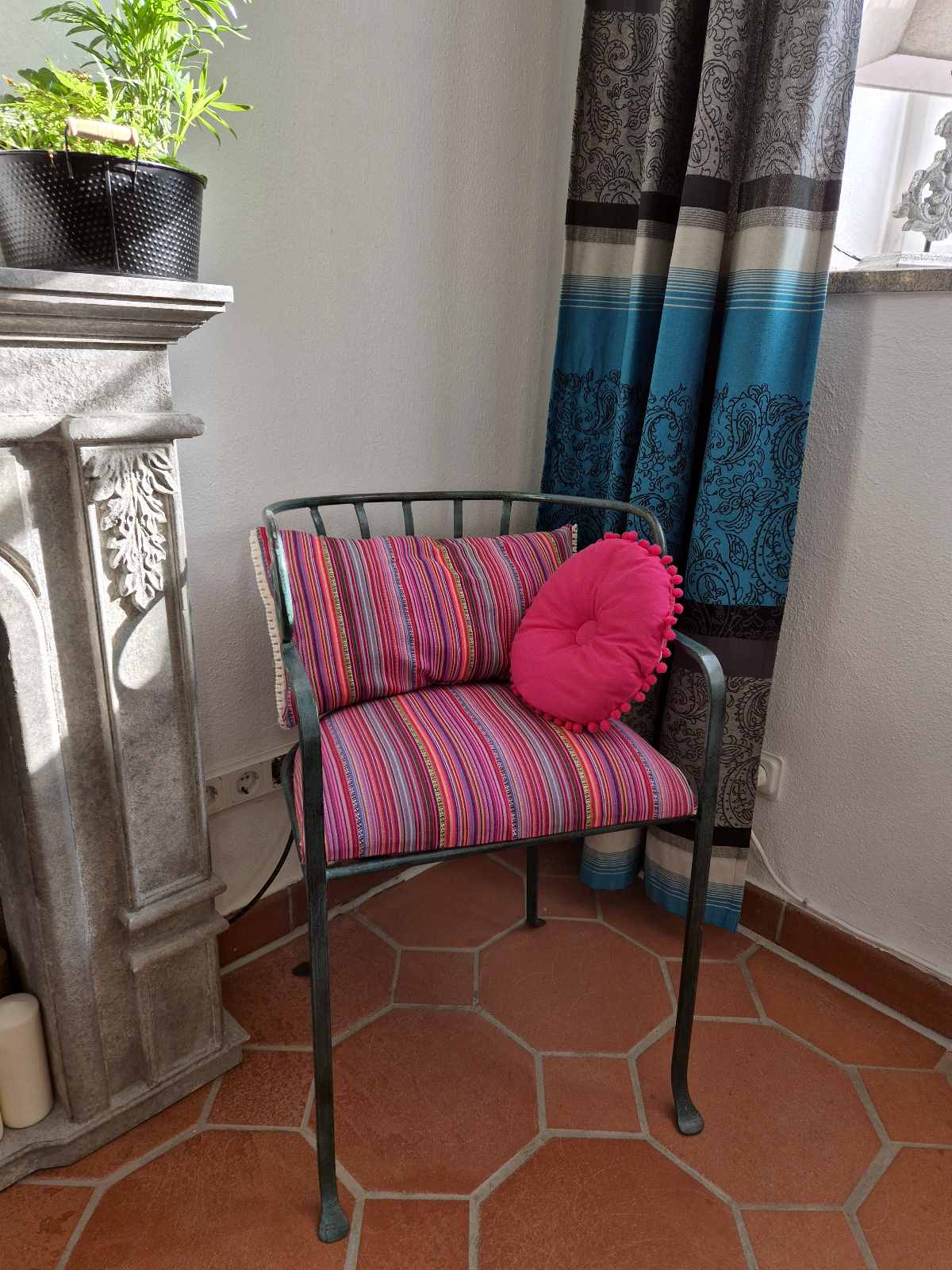 bunter Stoff boho gestreift-pink