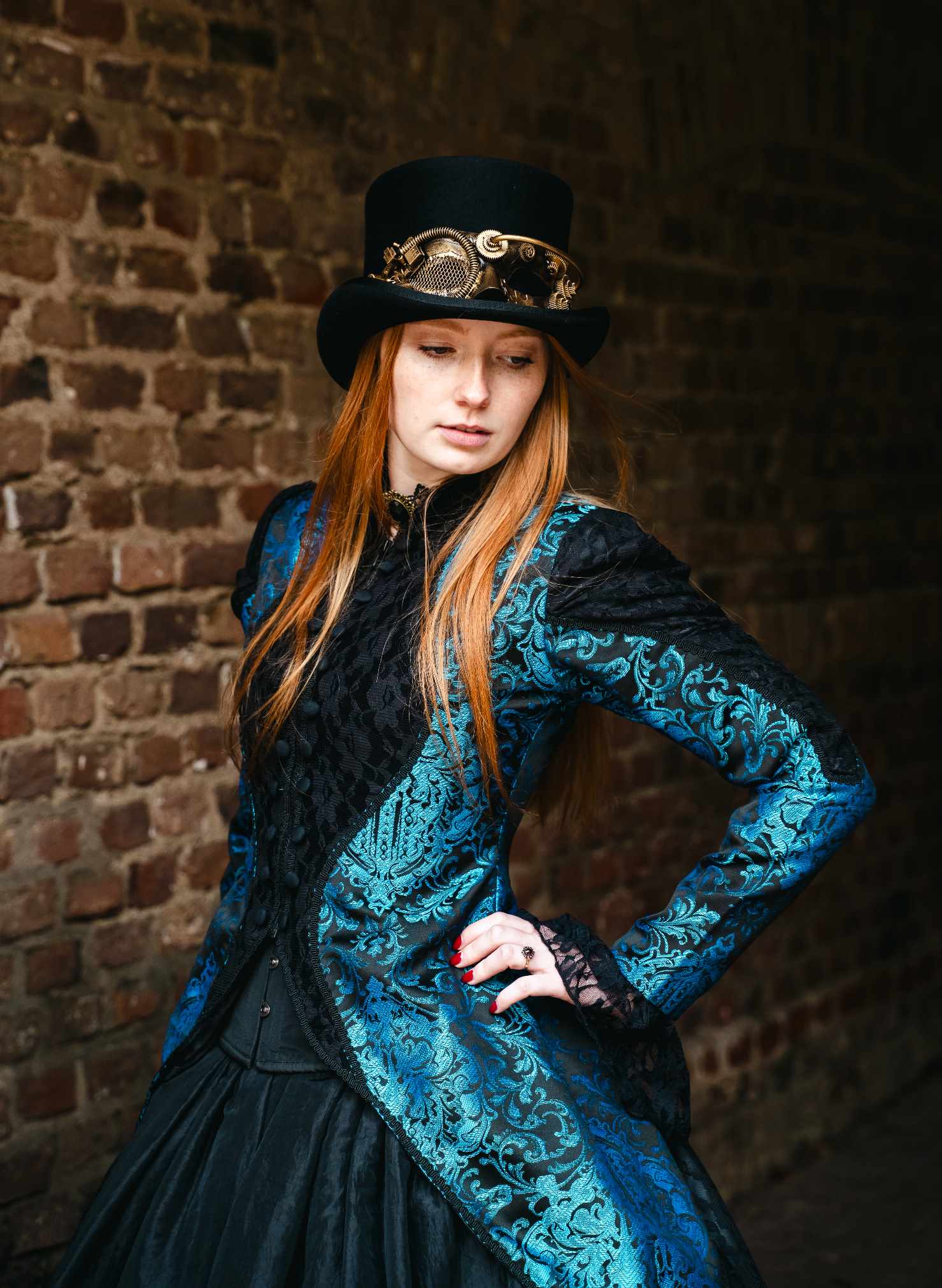 Jacke Damen Steampunk burlesque blau viktorianisch  blau