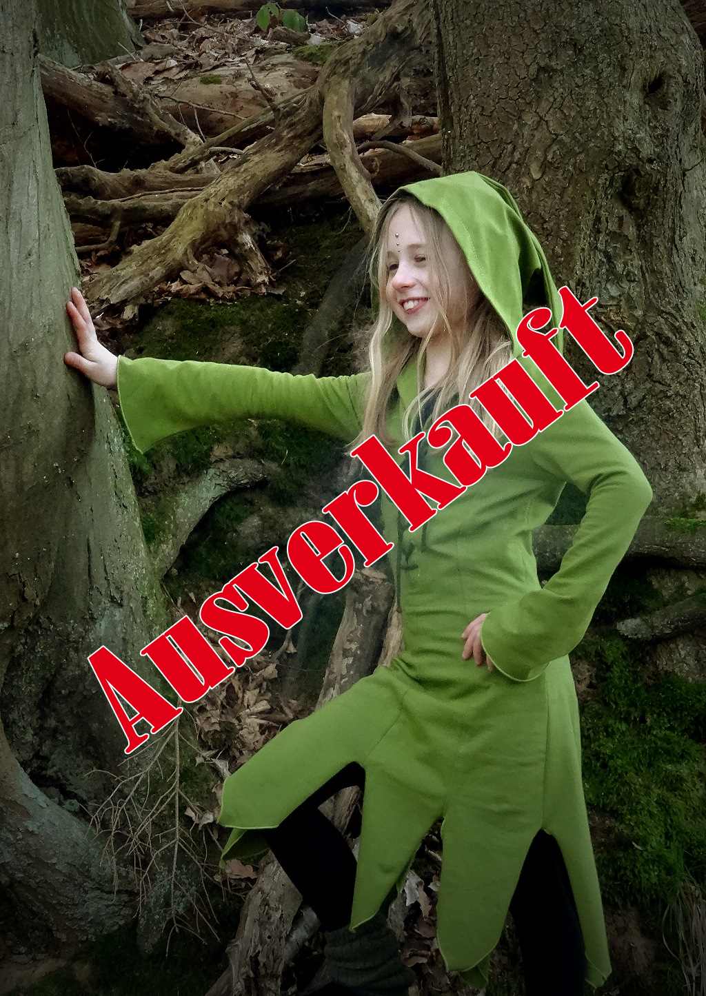 Kinder Elfenkleid olivgrün