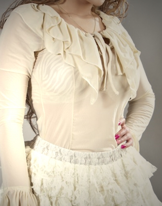 transparente sexy bluse creme