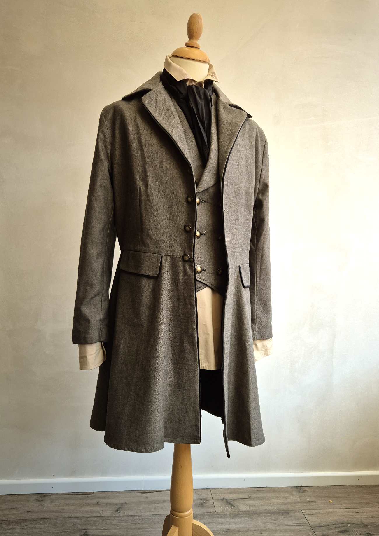 Mantel Gehrock western django grau