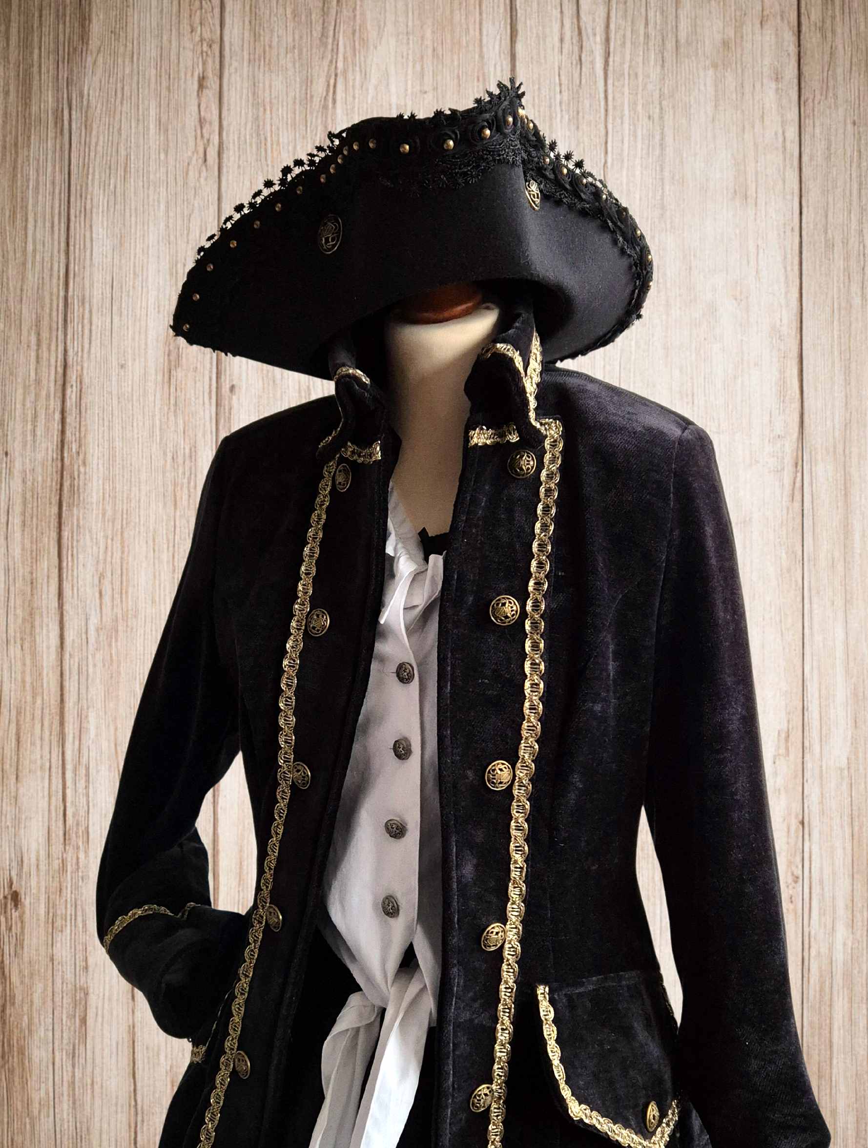 Piratenmantel Samt Damen schwarz