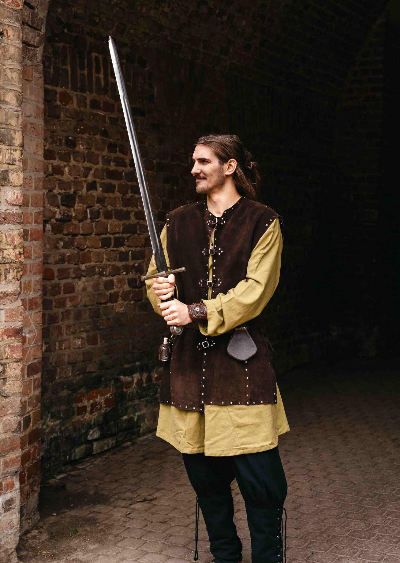 Lederweste lang Herren Mittelalter