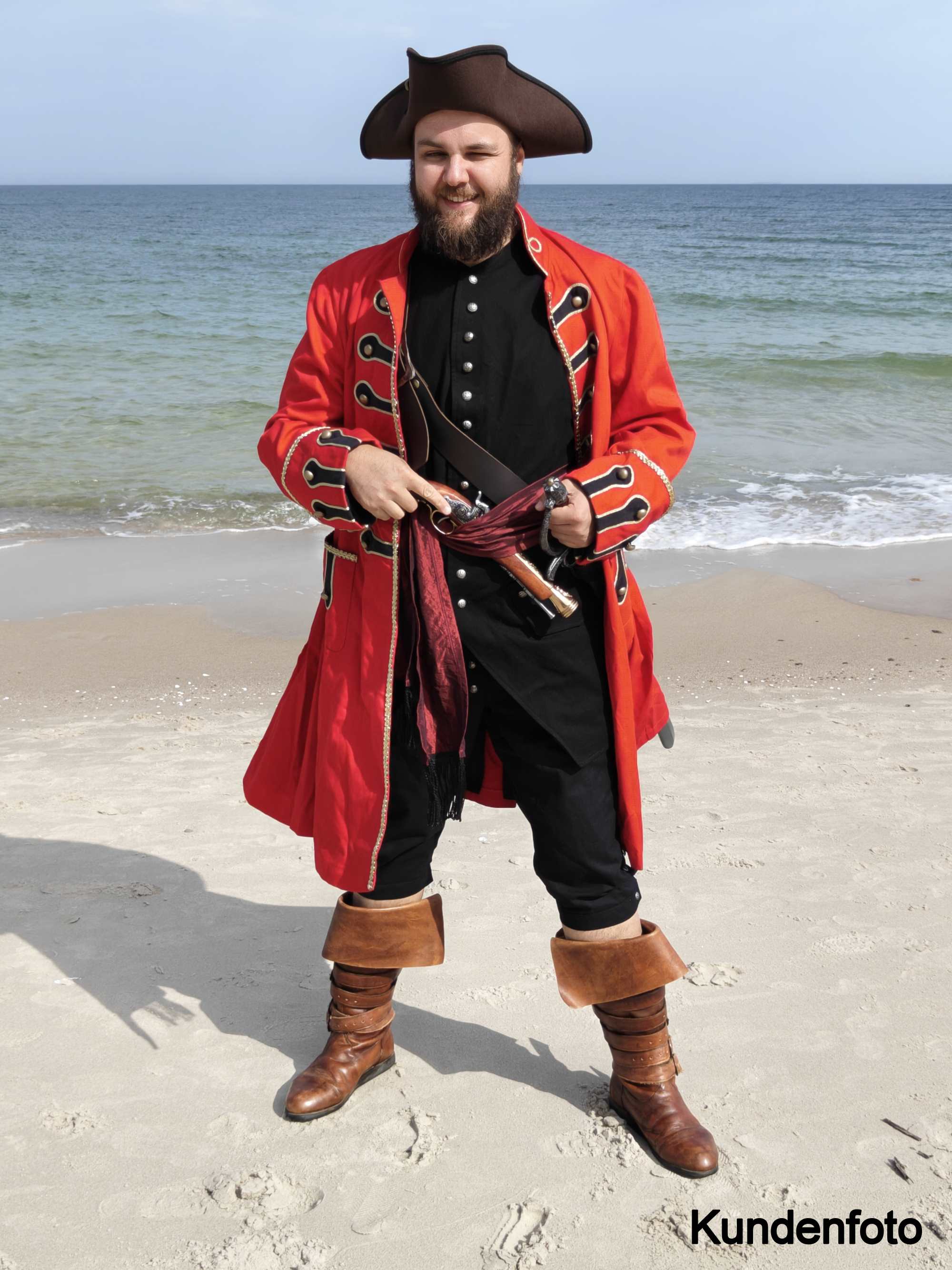 Piratenmantel Gehrock Morgan rot