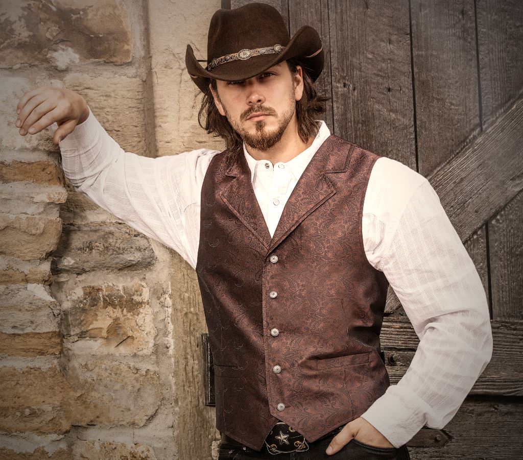 Weste John Jacquard braun