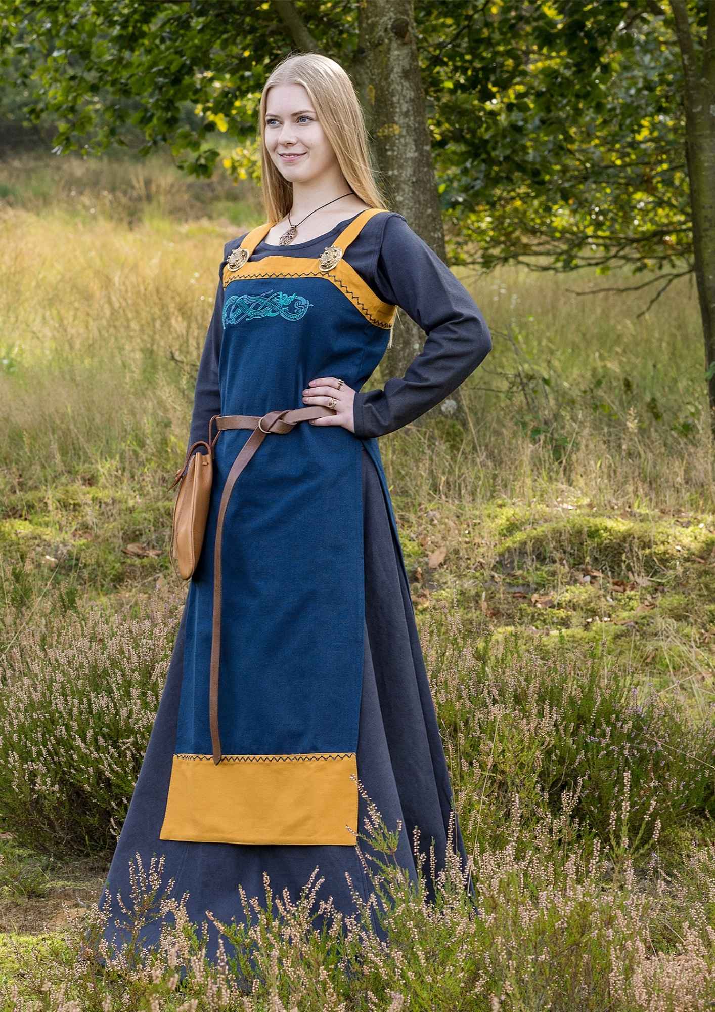 Überkleid Trägerkleid blau-gelb