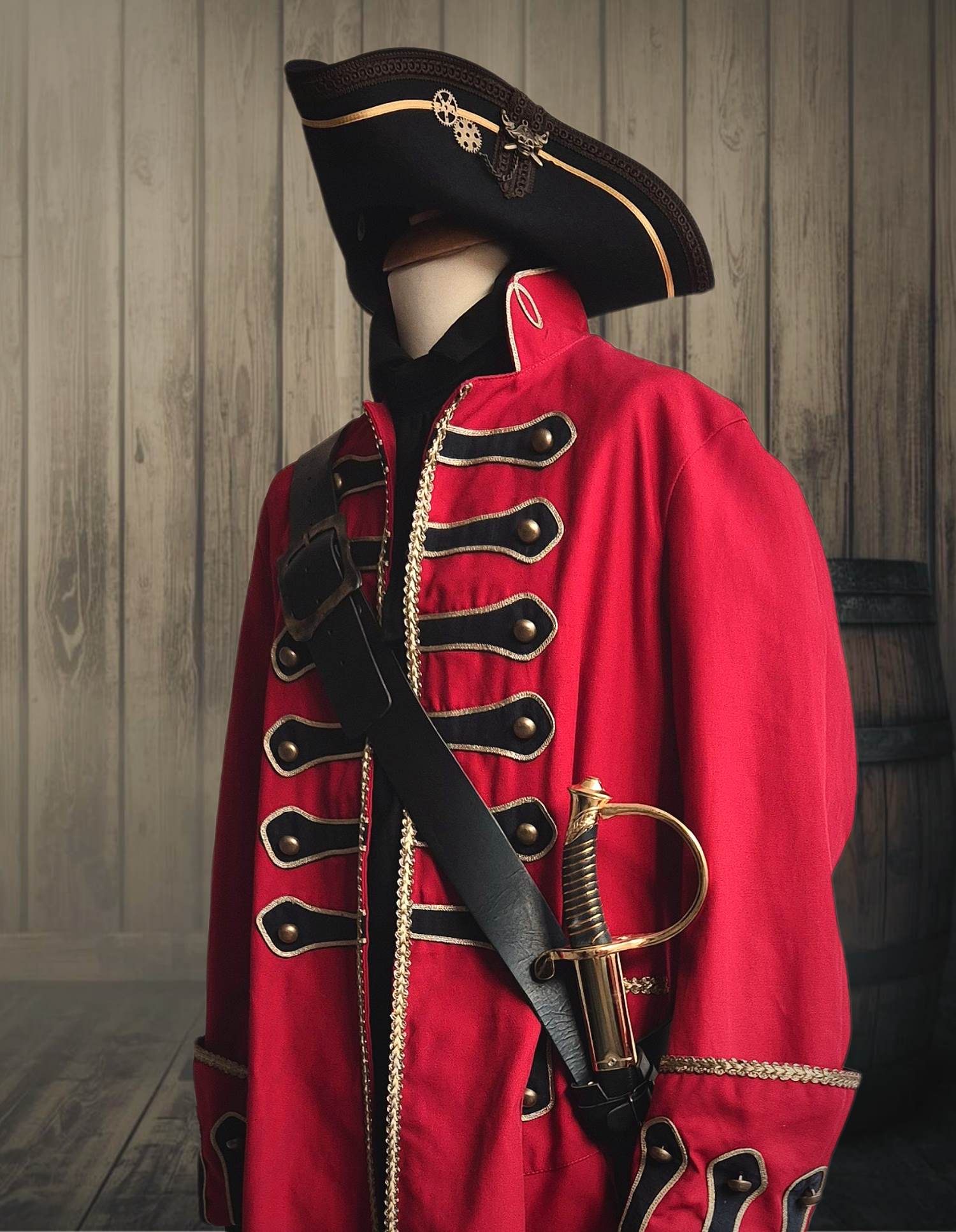 Piratenmantel Gehrock Morgan rot