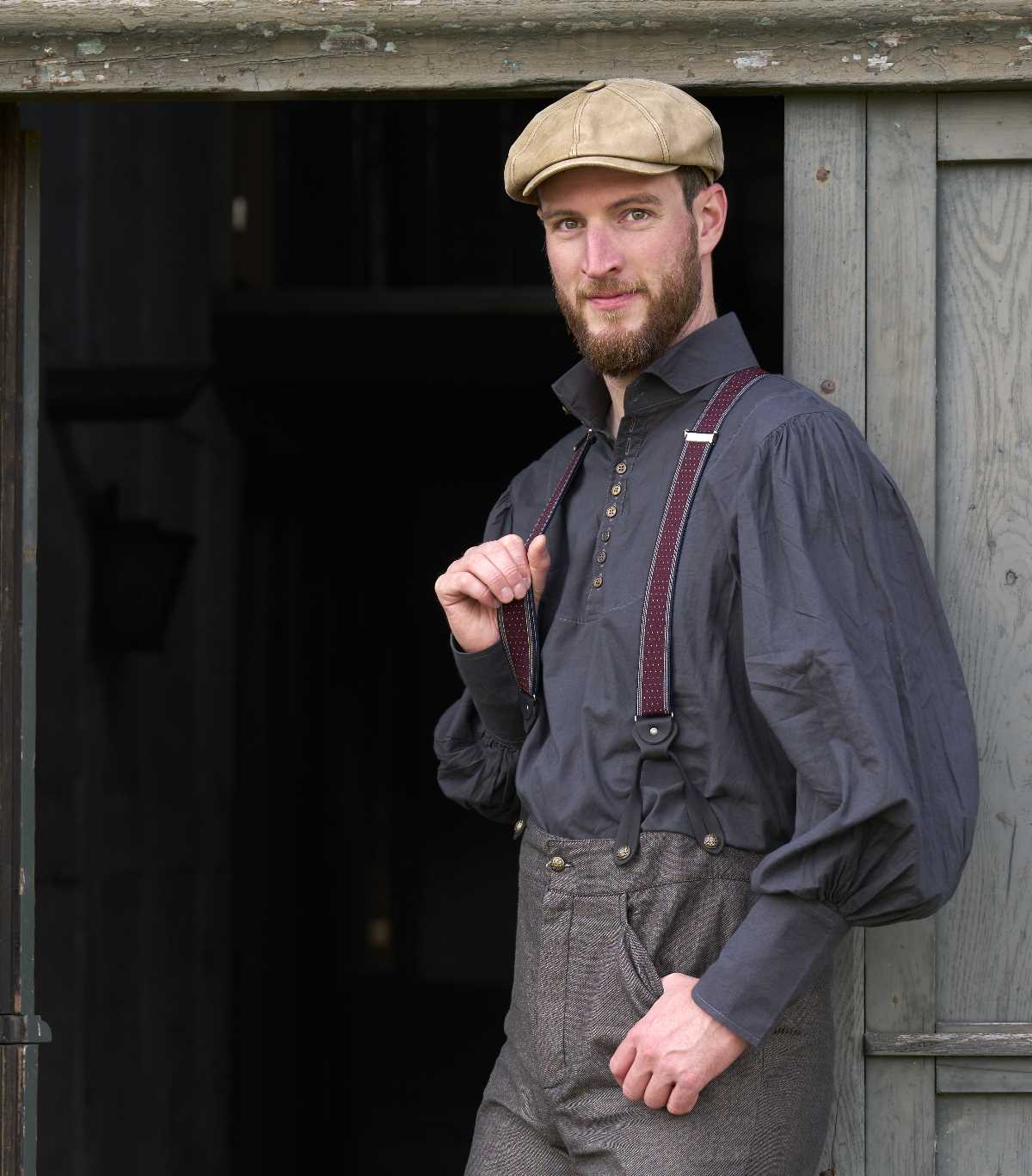 Hosenträger blau-weinrot Punkte