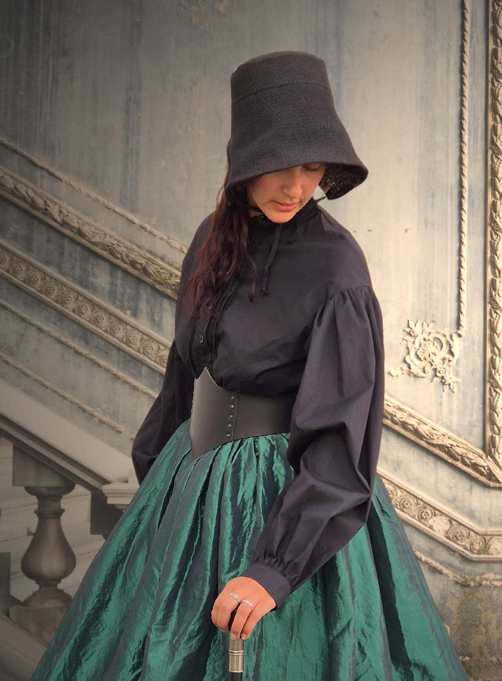 bluse schwarz biedermeier western civil war