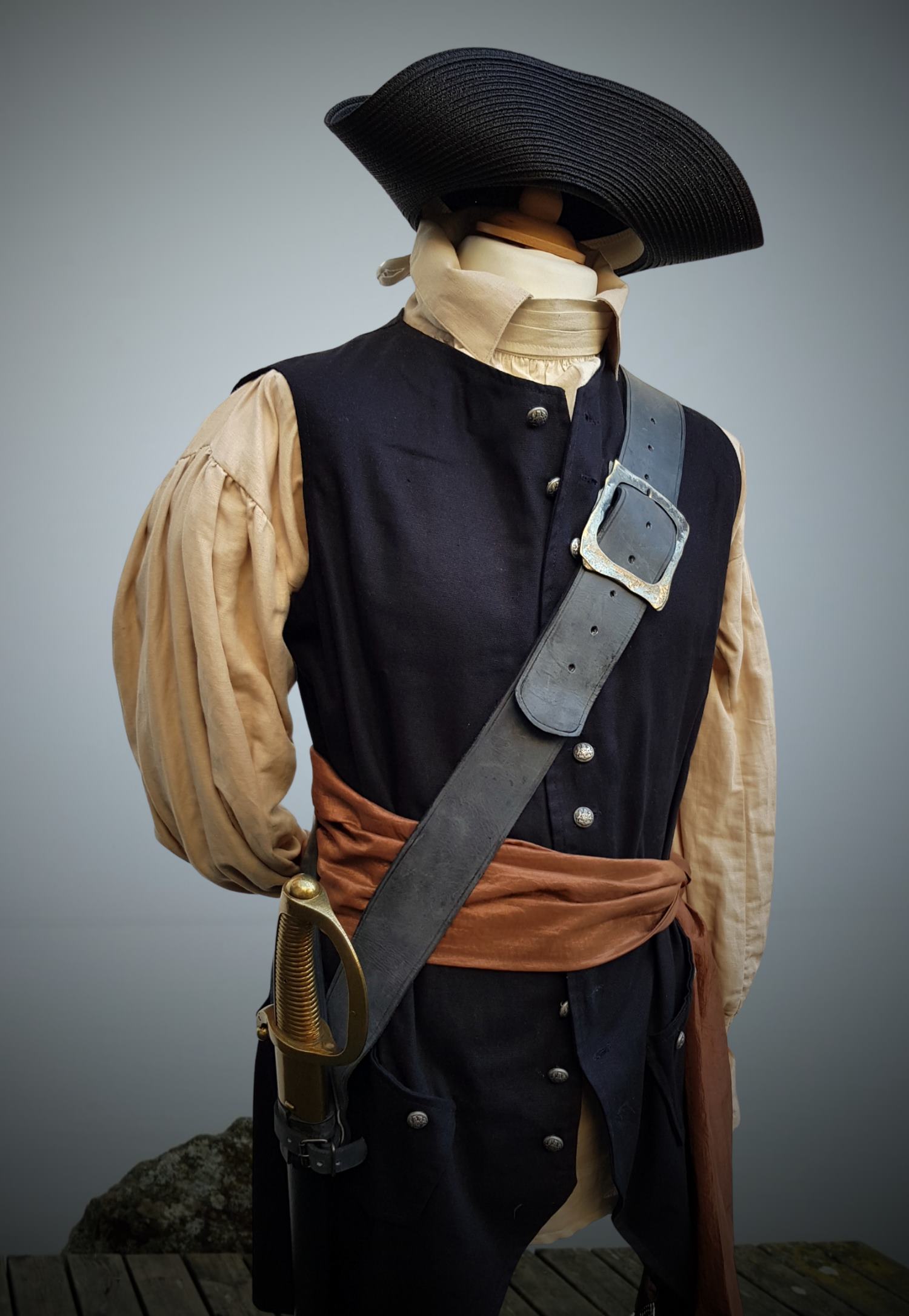 Weste Capitain's black long vest