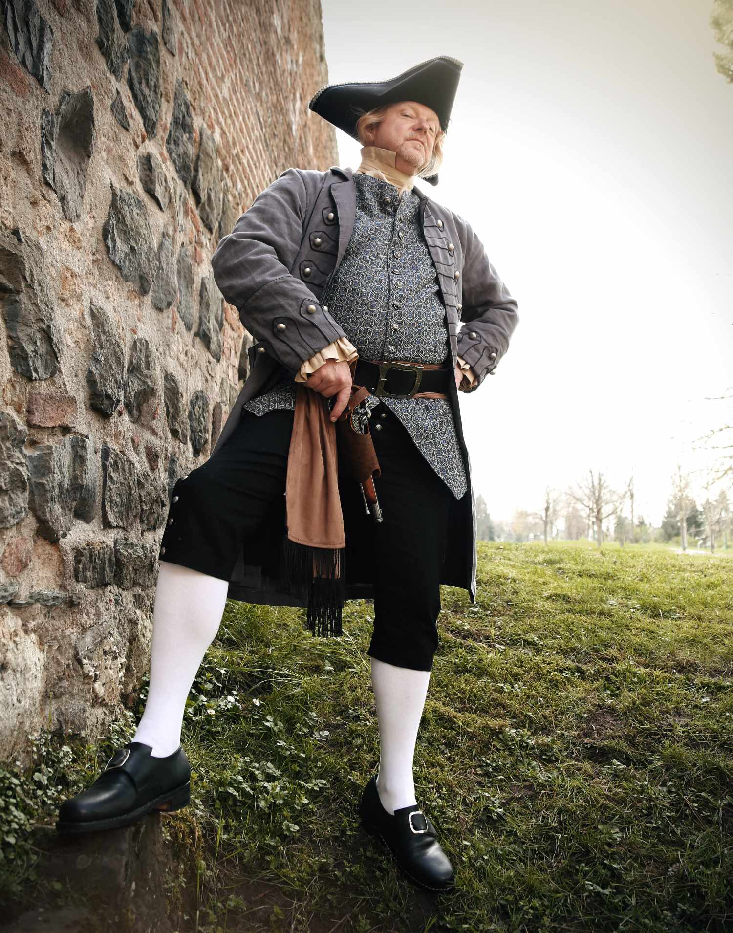 Piratenmantel Leinen grau