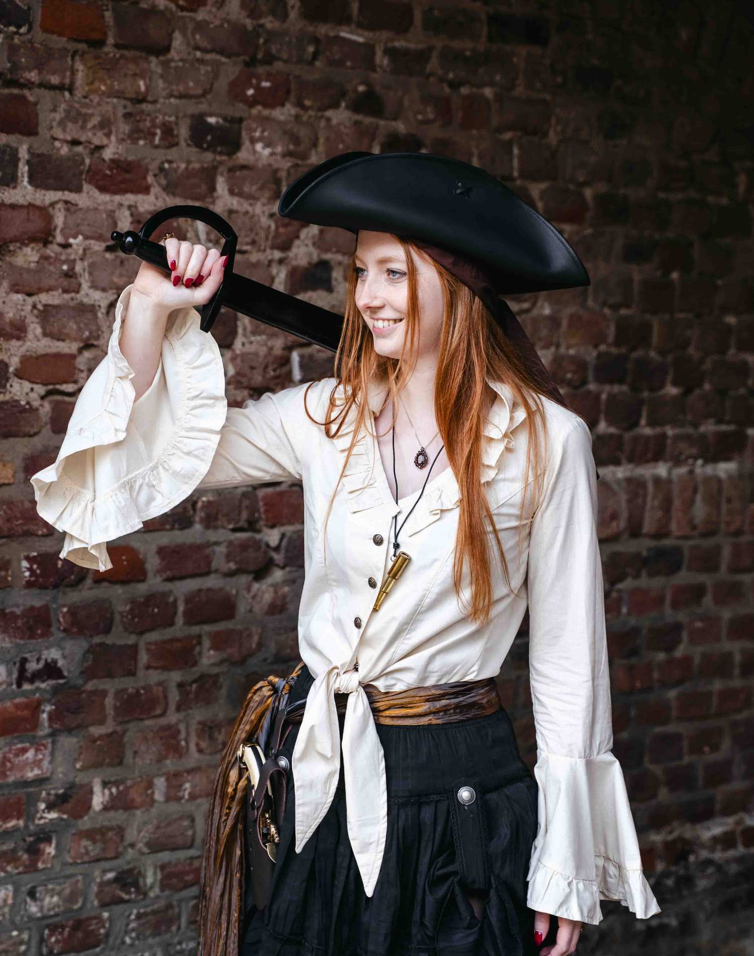 Piratin Bluse Rüschenärmel