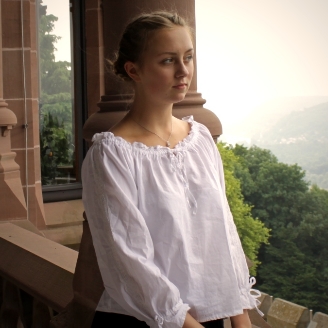 Bluse Folklore Weiß Langarm 