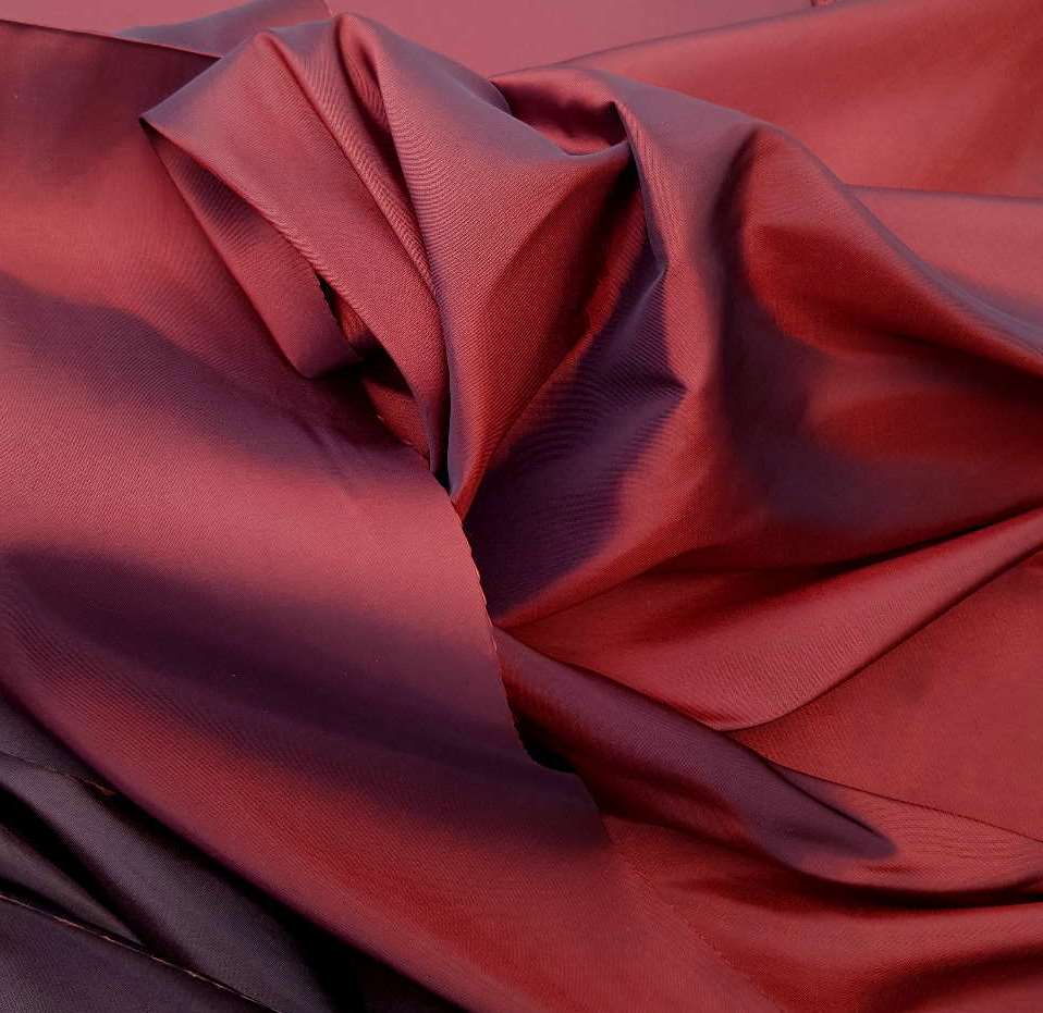 Stoff Taft dunkelbraun und weinrot