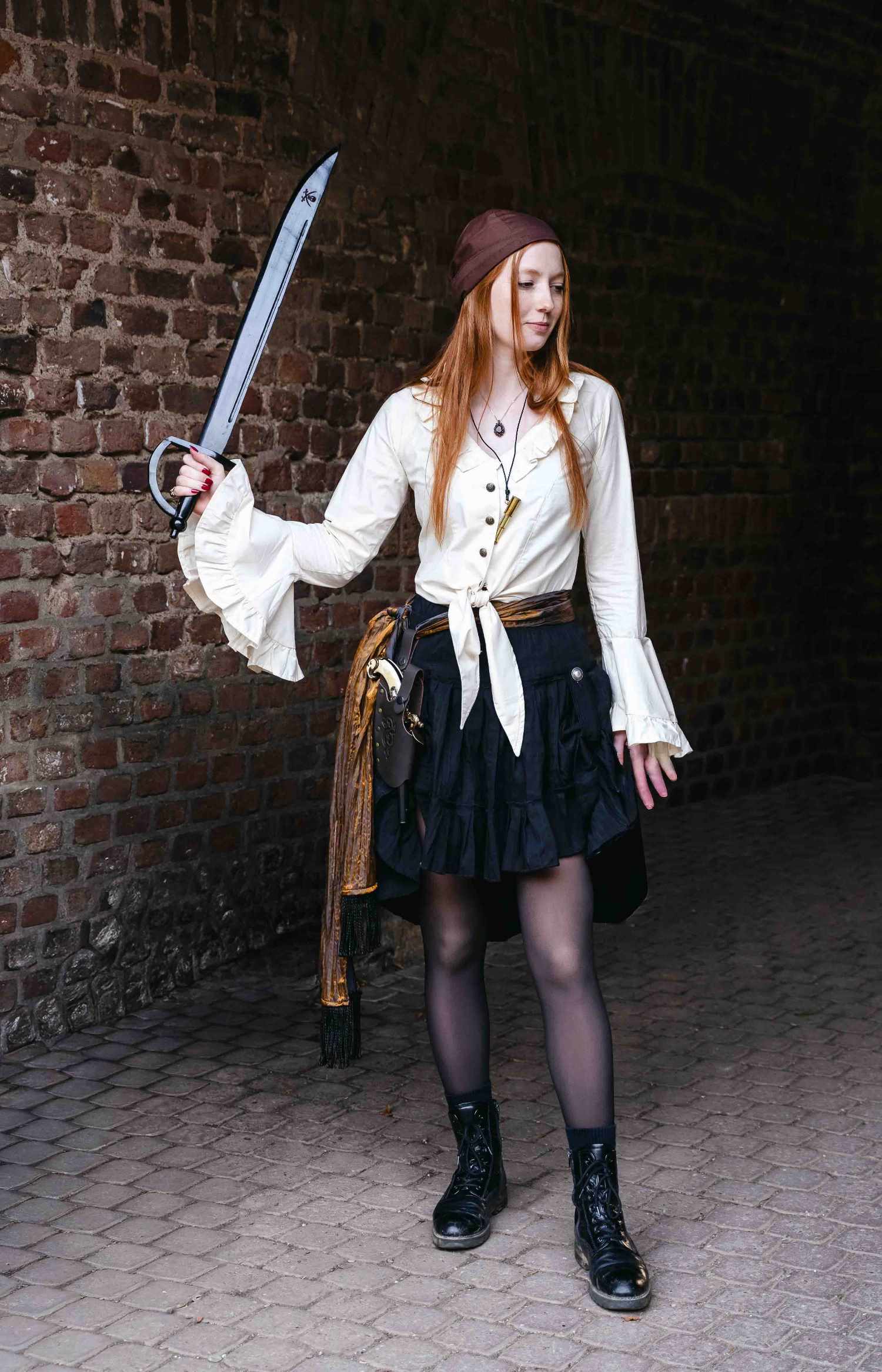 Freibeuterin Rüschenbluse zum binden