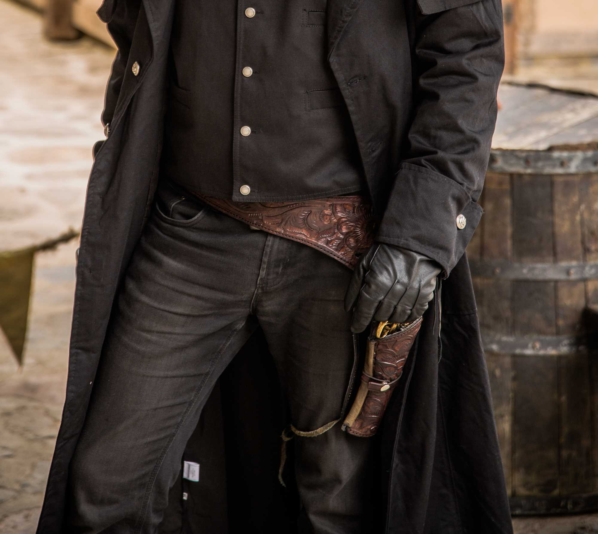 Western Holster Leder braun punziert