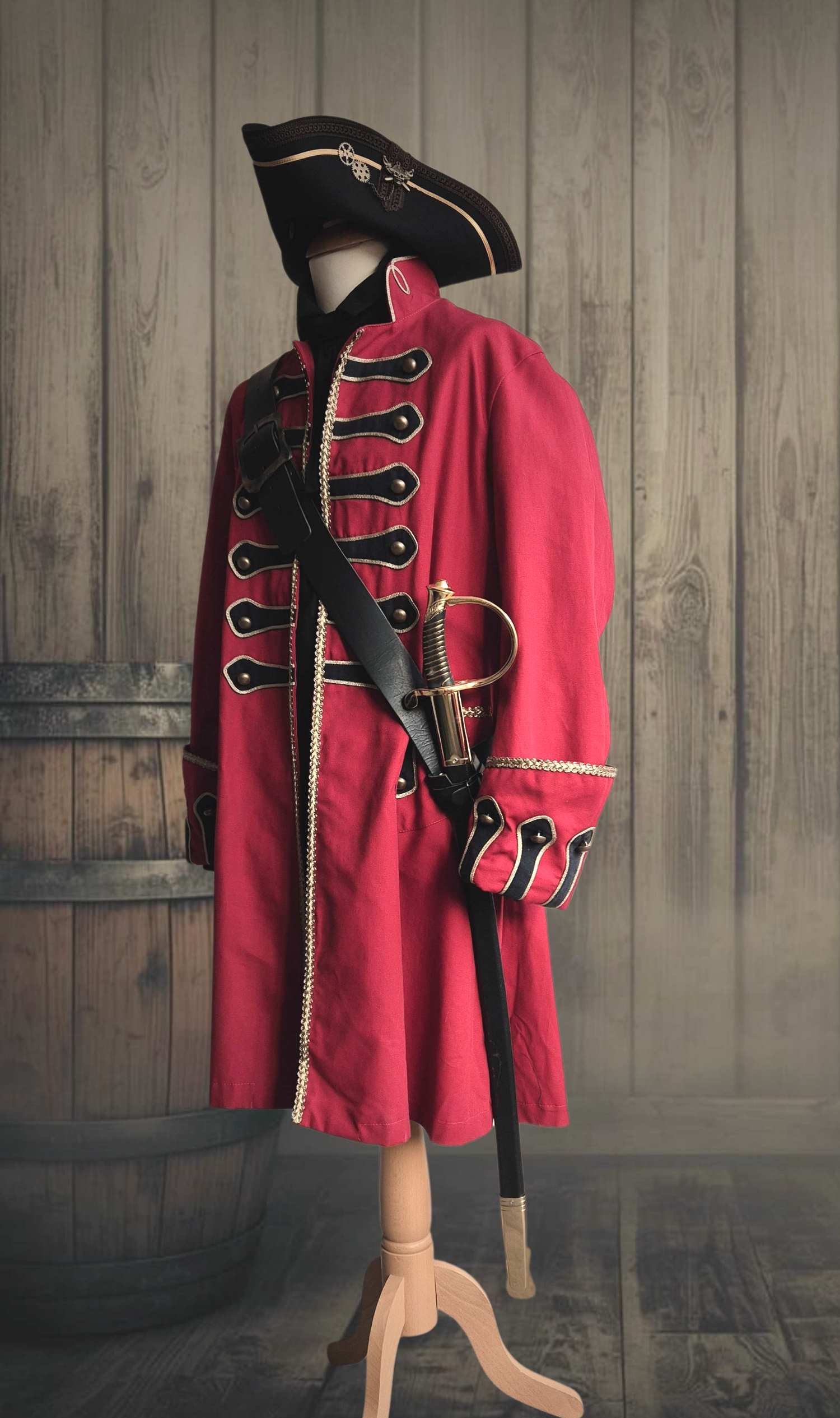 Piratenmantel Gehrock Morgan rot