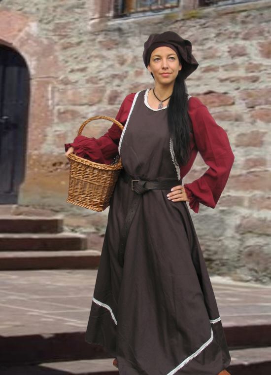 Burgfräulein Kostüm Mittelalter Kleid schwarz-rot M 38/40 Mittelalterkleid Damen 