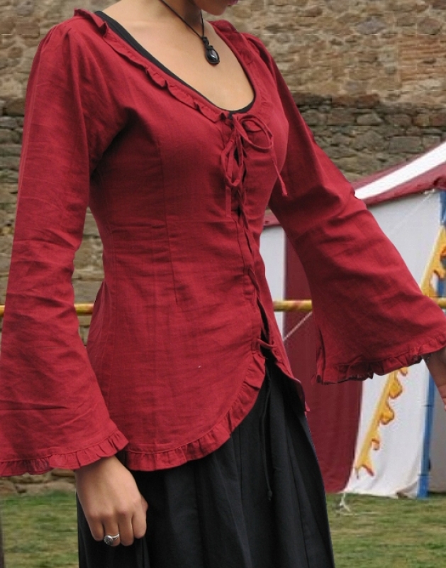schwarz Mittelalter Bluse LARP Gewandung Bekleidung Kleidung Frau Magd Maid