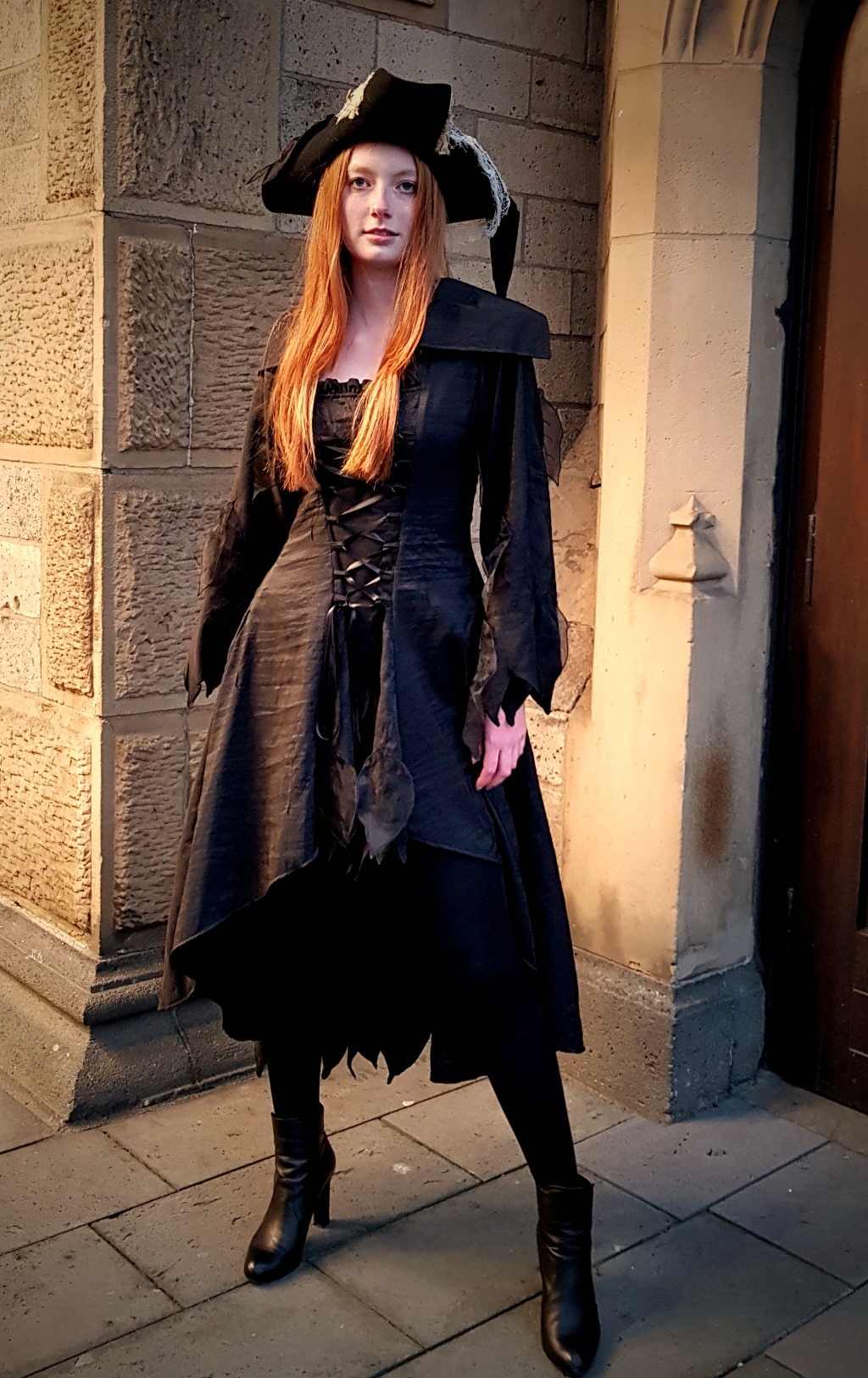 Halloween Damen Kostüm Vamprin Hexe Kleid schwarze Witwe Smi 