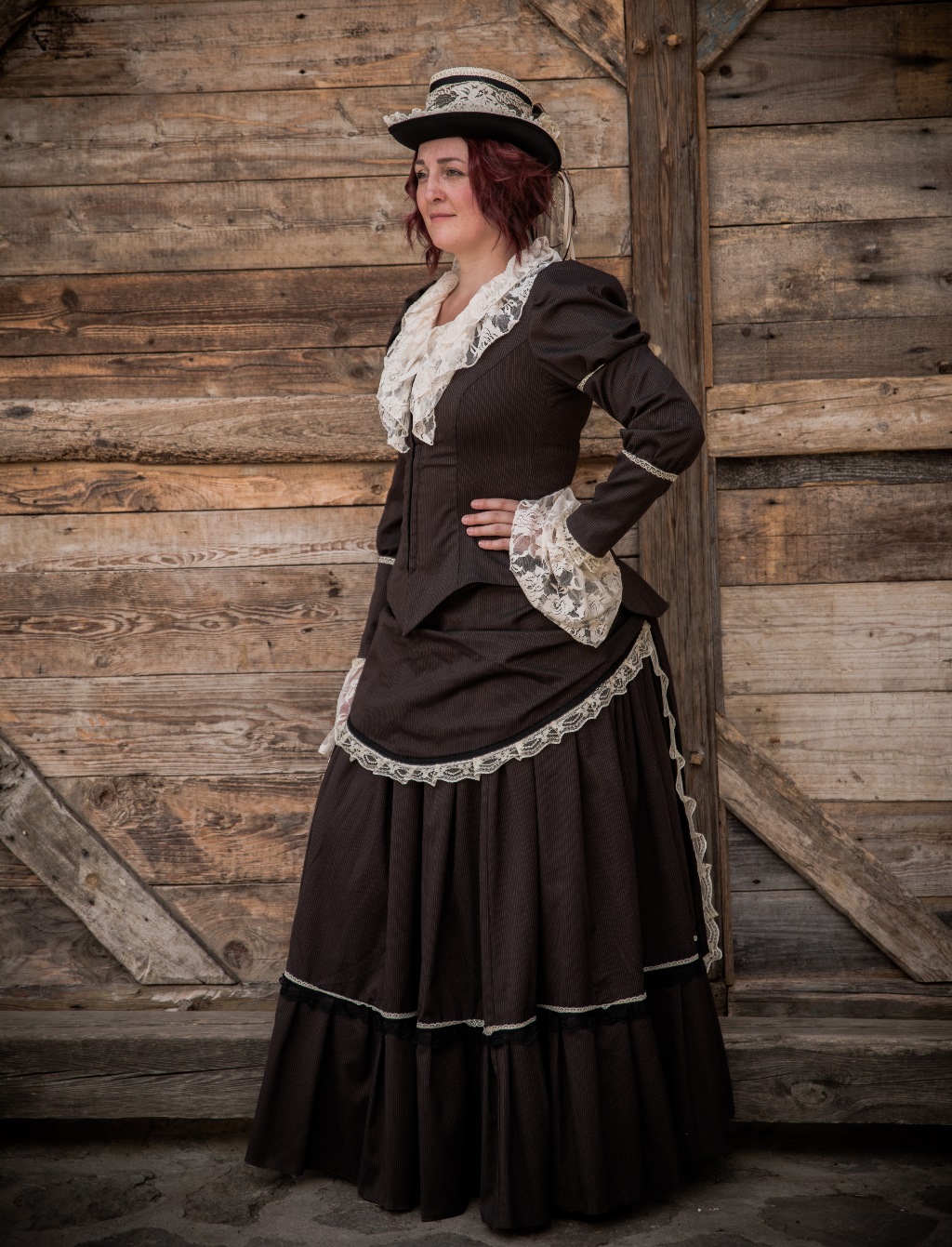 Damen Steampunk-Rock lang schwarz Viktorianisch Edel Piratin Kostümrock 