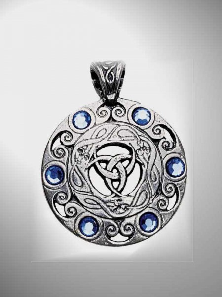 Amulett silberfarben-blau Pentagramm